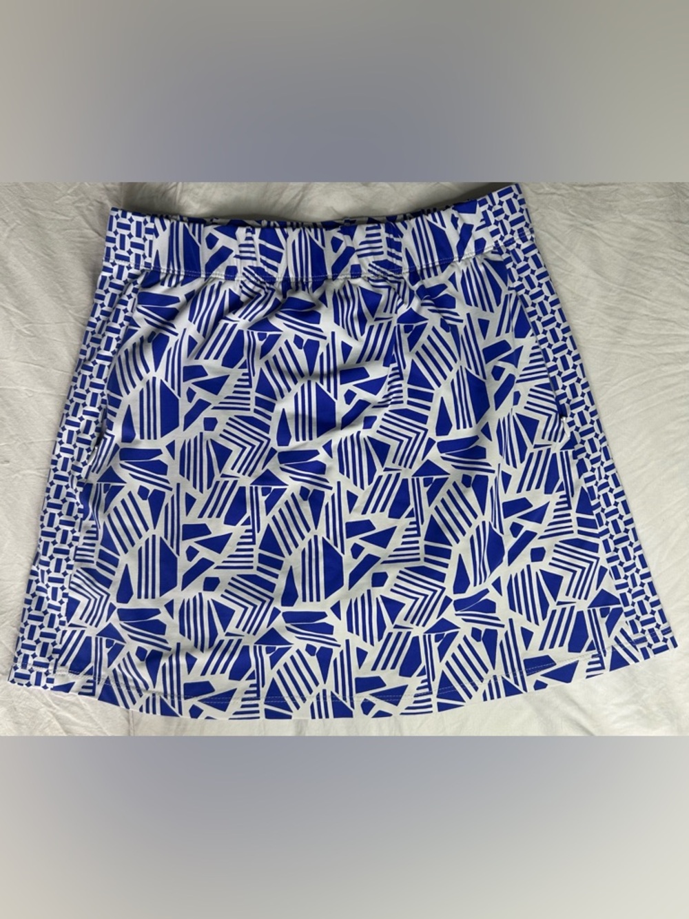 J. McLaughlin Royal Blue & White Abstract Print Skirt/skort